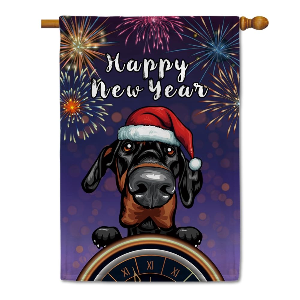 Amazon.com : MALIHONG Happy New Year Firework House Flag Doberman